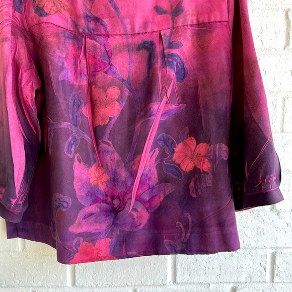 VTG Choices Women’s Magenta Floral Crop Jacket with Beaded embellishment Size M - Picture 5 of 16